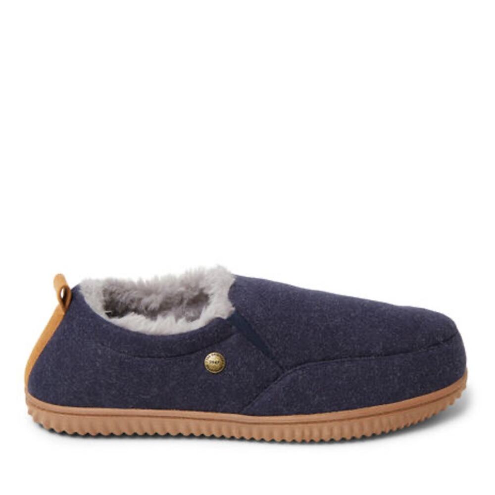 Dearfoams Men’s 7-8 Alpine Zurich Closed Back Fur Lined Wool House Slippers